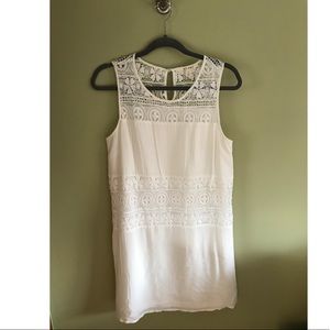 White dress with lace stripes